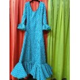 VESTIDO FLAMENCO LORETO VERDE AGUA LUNAR NEGRO LENTEJA  T42