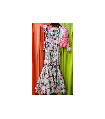 VESTIDO ESPERANZA ESTAMPADO FLORES CON CHAQUETILLA  A JUEGO T-42