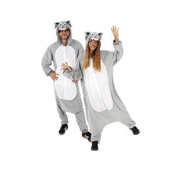 DISFRAZ LOBO PIJAMA T-ADULTO