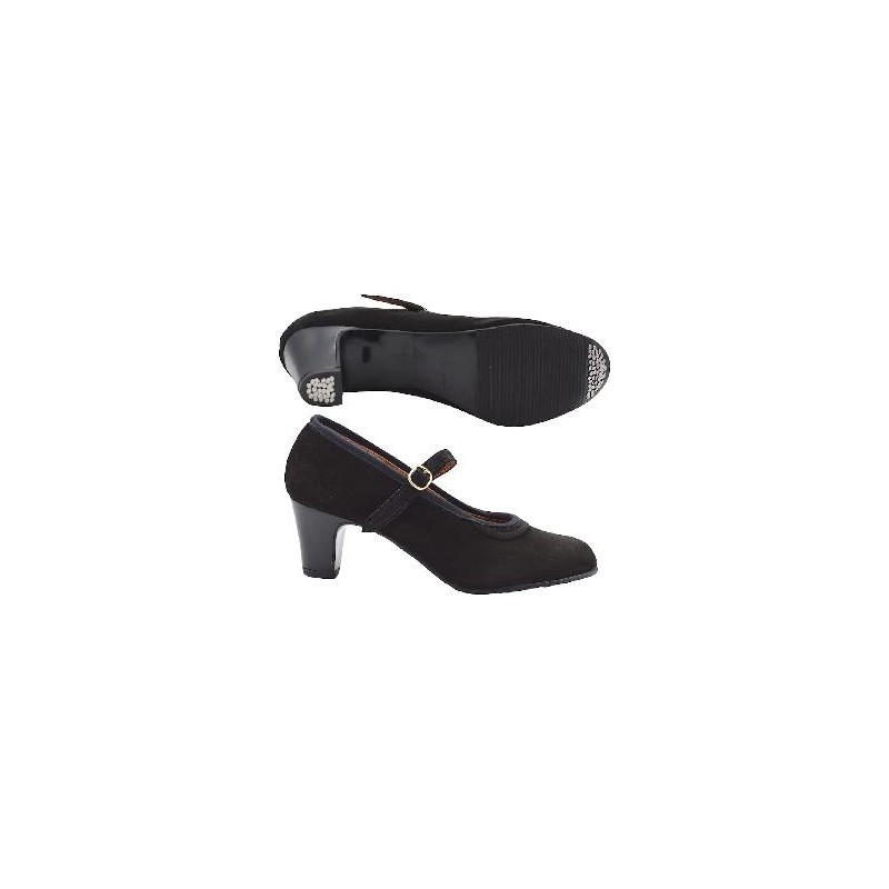 ZAPATO FLAMENCO NEGRO HEBILLA CON CLAVO T-37