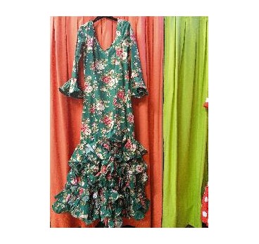 VESTIDO PATIOS VERDE ESTAMPADO FLORES T-46