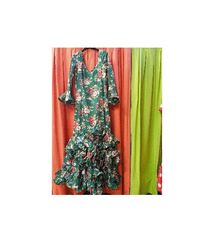 VESTIDO PATIOS VERDE ESTAMPADO FLORES T-46