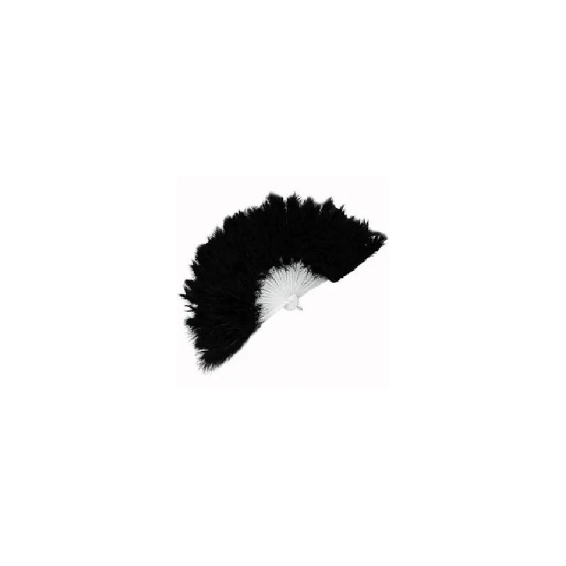 ABANICO PLUMAS NEGRO