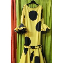 VESTIDO PASION AMARILLO CON LUNAR GALLETA NEGRO T 42