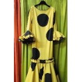 VESTIDO PASION AMARILLO CON LUNAR GALLETA NEGRO T 42