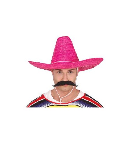 SOMBRERO MEXICANO PAJA 50CM. ROSA