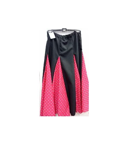 FALDA FLAMENCA NEGRA CON GODETS ROJO T-L