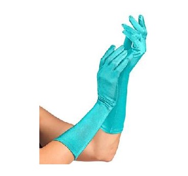 -GUANTES SATEN ELASTICOS AZUL 40 CM