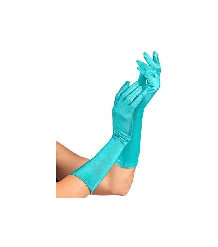 GUANTES DE SATEN ELASTICOS AZUL 40 CM