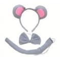 CONJUNTO DIADEMA PAJARITA Y COLA  MICKEIY GRIS