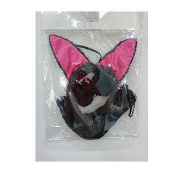 CONJUNTO DIADEMA PAJARITA Y COLA GATO OREJAS NEGRAS Y ROSAS