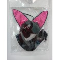 CONJUNTO DIADEMA PAJARITA Y COLA GATO OREJAS NEGRAS Y ROSAS