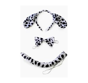 CONJUNTO DIADEMA PAJARITA Y RABO DALMATA