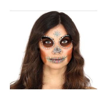 -JOYAS FACIALES ADHESIVAS CALAVERA VERDE