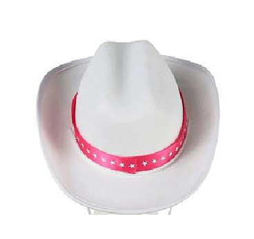 SOMBRERO FIELTRO VAQUERO BLANCO CON CINTA ROSA INFANTIL