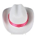 SOMBRERO FIELTRO VAQUERO BLANCO CON CINTA ROSA INFANTIL