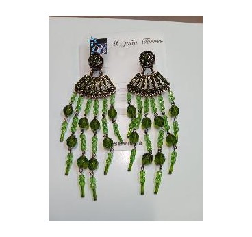 PENDIENTES LARGOS CON PEDRERIA VERDE