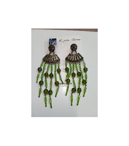 PENDIENTES LARGOS CON PEDRERIA VERDE