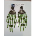 PENDIENTES LARGOS CON PEDRERIA VERDE