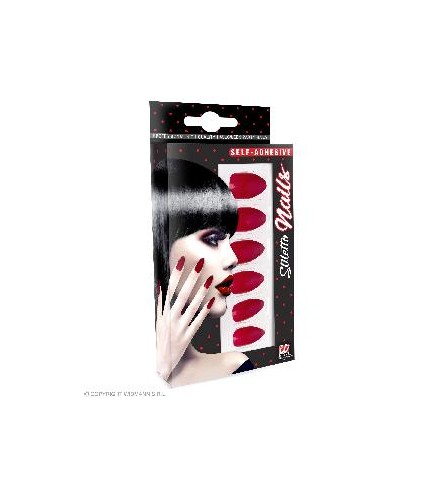 -SET UÑAS ESTILETE AUTOADHESIVAS ROJAS