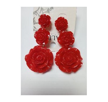 PENDIENTES RESINA  FLOR ROJOS