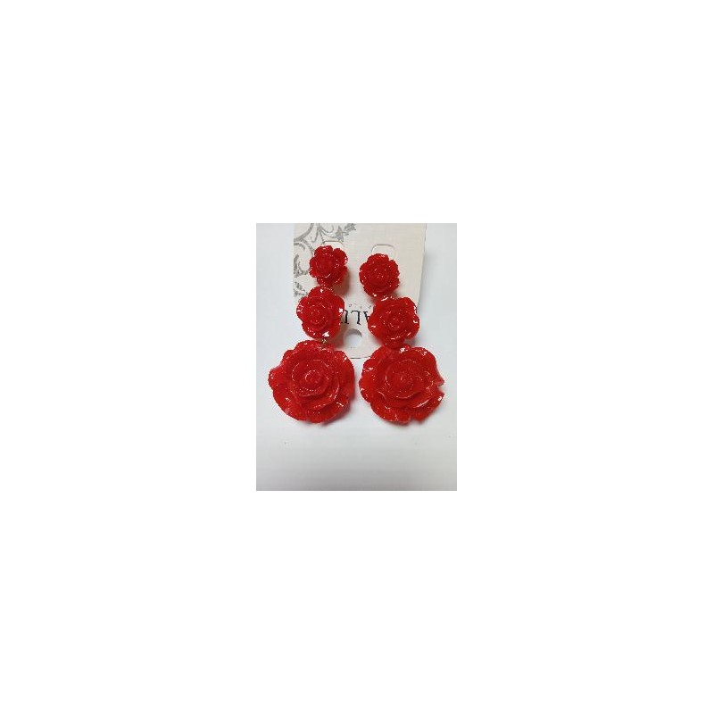 PENDIENTES RESINA  FLOR ROJOS