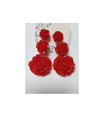 PENDIENTES RESINA  FLOR ROJOS