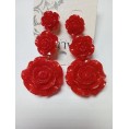 PENDIENTES RESINA  FLOR ROJOS