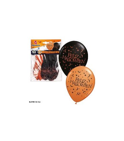 GLOBOS F. HALLOWEEN 6 PZS ESTRE Y LUNA PEQ