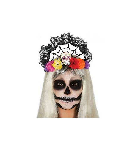 DIADEMA CALAVERA CON FLORES