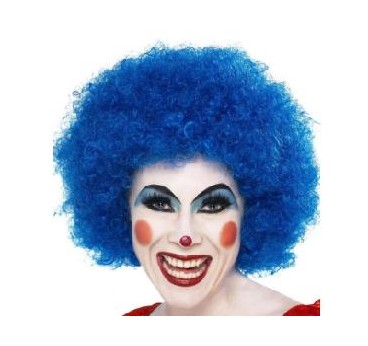 PELUCA PAYASO AZUL RIZADA