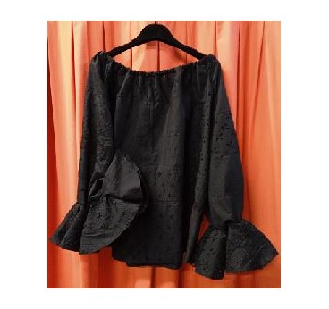 CAMISA FLAMENCA NEGRA LUNAR PUNTO ALFILER T-UNICA