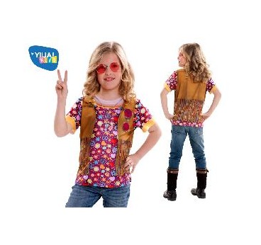 DISFRAZ HIPPIE CAMISETA GIRL 6-8