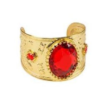 BRAZALETE DORADO CON PIEDRAS ROJAS