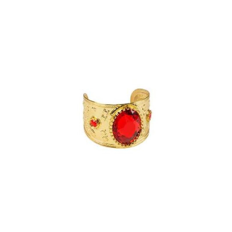 BRAZALETE DORADO CON PIEDRAS ROJAS