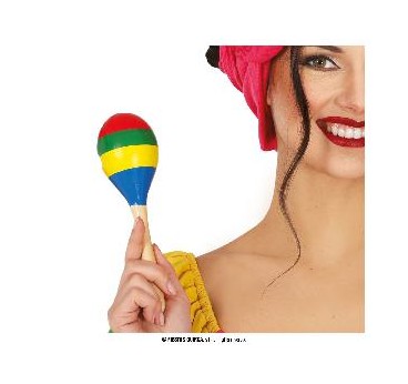 MARACA MULTICOLOR 20 CMS, MADERA