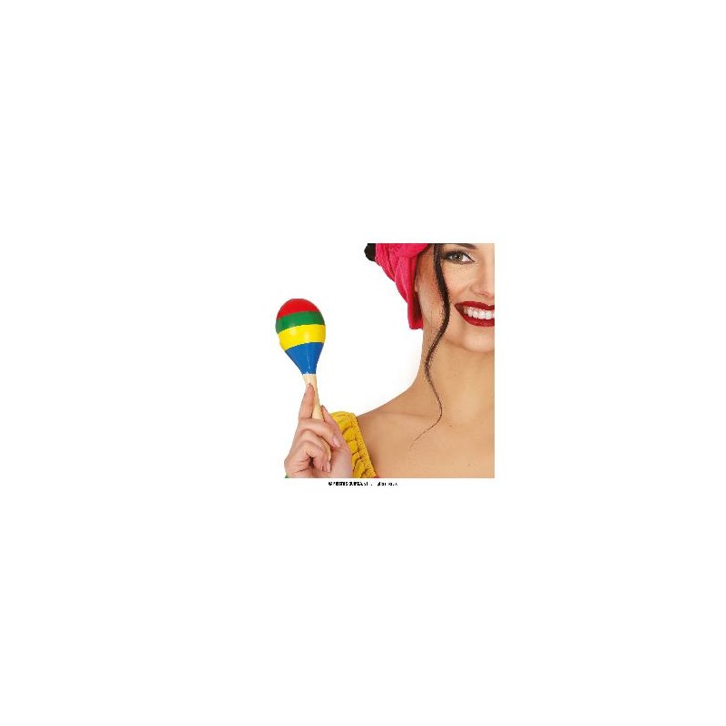 MARACA MULTICOLOR 20 CMS, MADERA