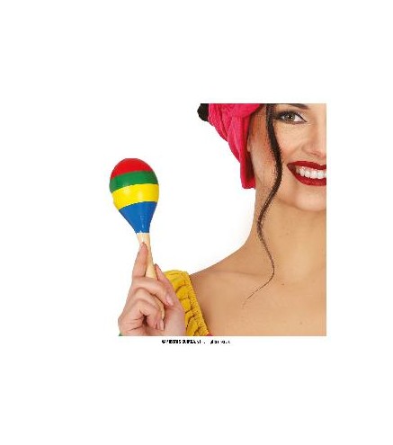 MARACA MULTICOLOR 20 CMS, MADERA