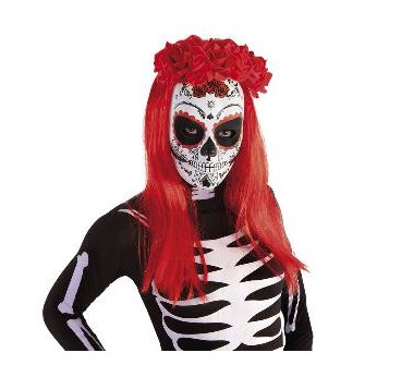 -DIADEMA CATRINA ROSAS ROJAS DIA MUERTOS