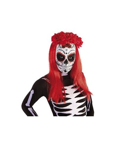 -DIADEMA CATRINA ROSAS ROJAS DIA MUERTOS