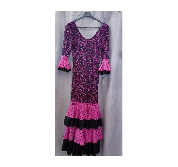 VESTIDO FLAMENCA NEGRO Y ROSA XL