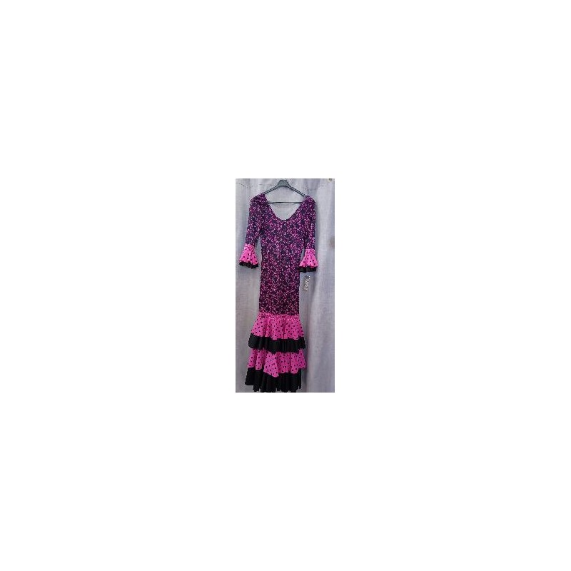 VESTIDO FLAMENCA NEGRO Y ROSA XL