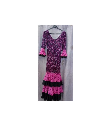 VESTIDO FLAMENCA NEGRO Y ROSA XL