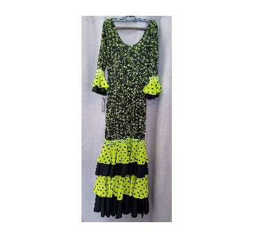 VESTIDO FLAMENCA NEGRO Y VERDE M