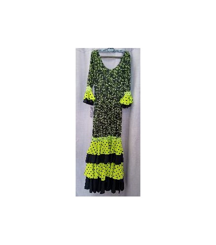 VESTIDO FLAMENCA NEGRO Y VERDE M