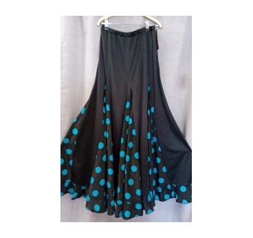 FALDA GODES NEGRA CON LUNARES AZUL XL