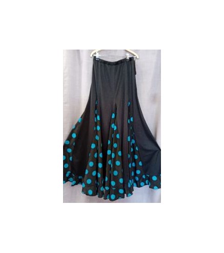 FALDA GODES NEGRA CON LUNARES AZUL XL