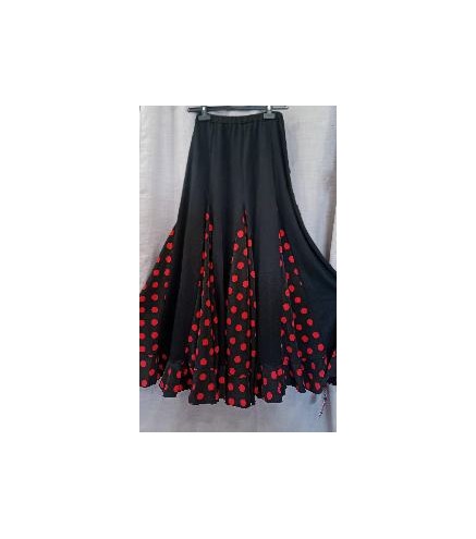 FALDA GODES NEGRA CON LUNARES ROJA XL