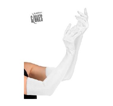 WHITE LONG ELASTANE GLOVES 60 cm - suitable also for man