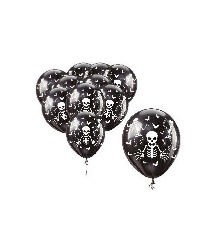 -BOLSA 10 GLOBOS NEGROS ESQUELETOS